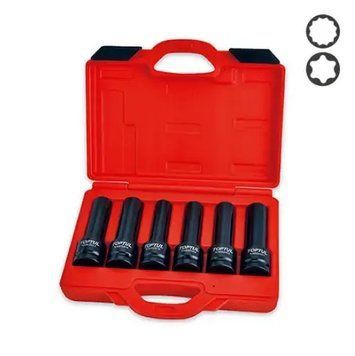 Набор головок ударных длинных 3/4" E18, E20, E22, E24, 17мм, 19мм 6 ед. JGAI0602 TOPTUL 27073 фото