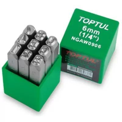 Набор клейм цифровых ударных 9ед. 8мм TOPTUL NGAW0908 20232 фото